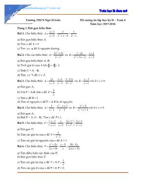 Đề cương học kỳ II môn Toán Lớp 8 - Năm học 2017-2018 - Trường THCS Ngô Sĩ Liên